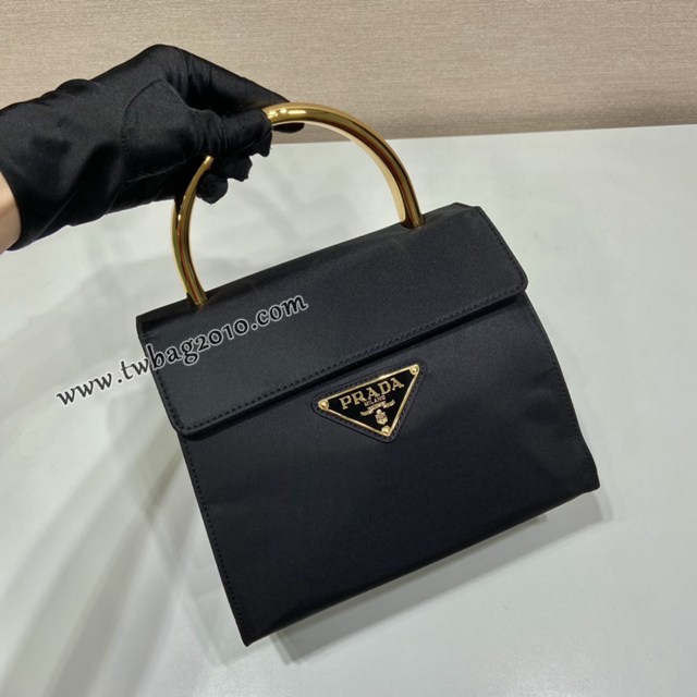 Prada專櫃新款尼龍布黑色手提女包 1BH608 普拉達vintage復古翻蓋手提包 csp1011
